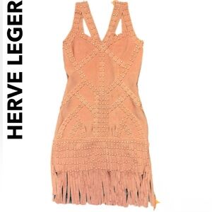 Hervé Léger Studded Bandage Fringe
Geometric Panel Fringe Hem Bodycon Dress M